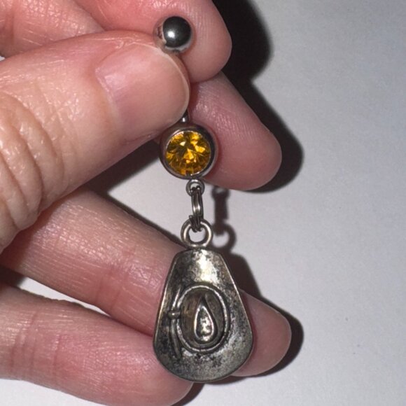 Hat Dangle Belly ring with Topaz Orange Gem - Picture 5 of 8